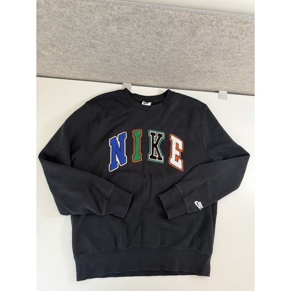 Nike Other - Nike Embroidered Logo Black Fleece Crewneck Pullover Men's Sweatshirt M Spellout